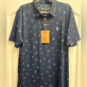 William Murray Golf Navy Patterned Polo